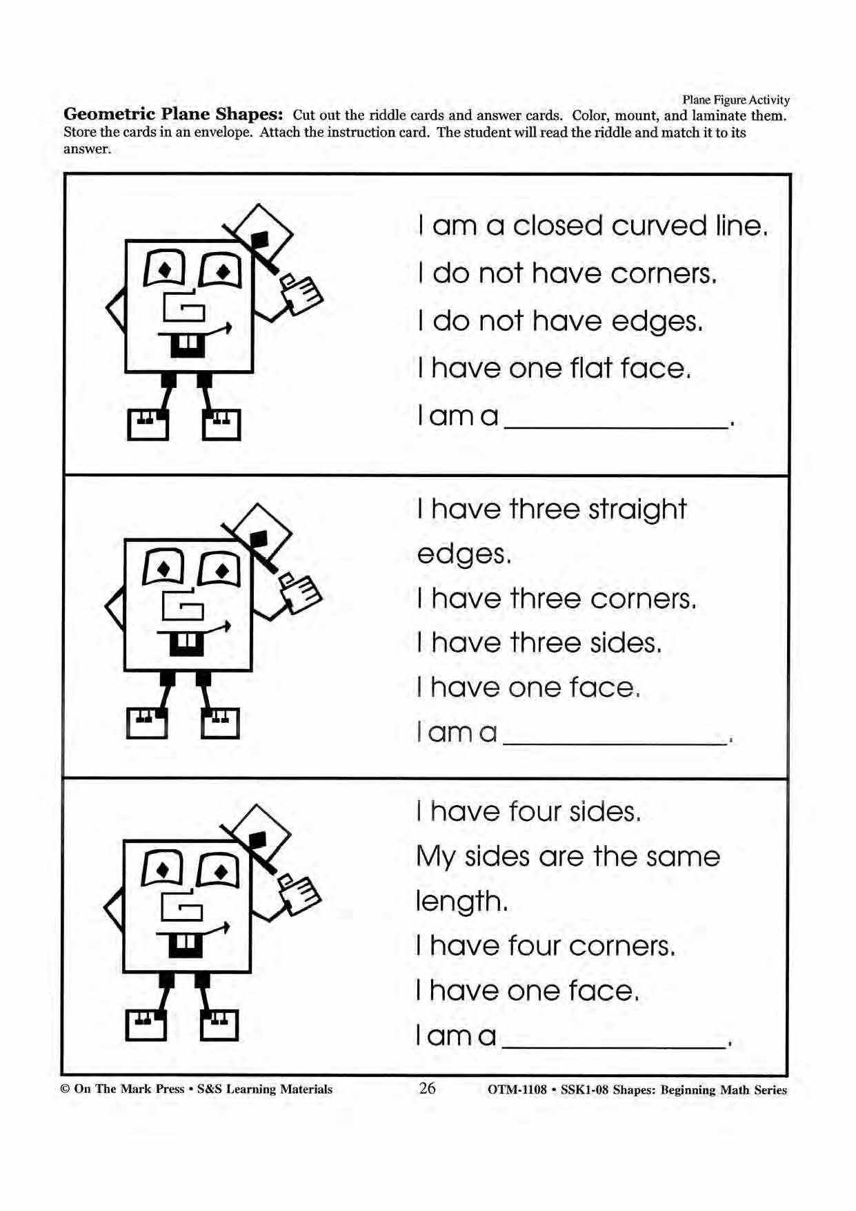 Plane & Solid Figure Activities Grades 1-3