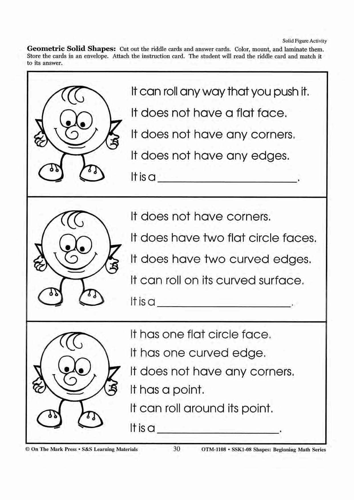 Plane & Solid Figure Activities Grades 1-3