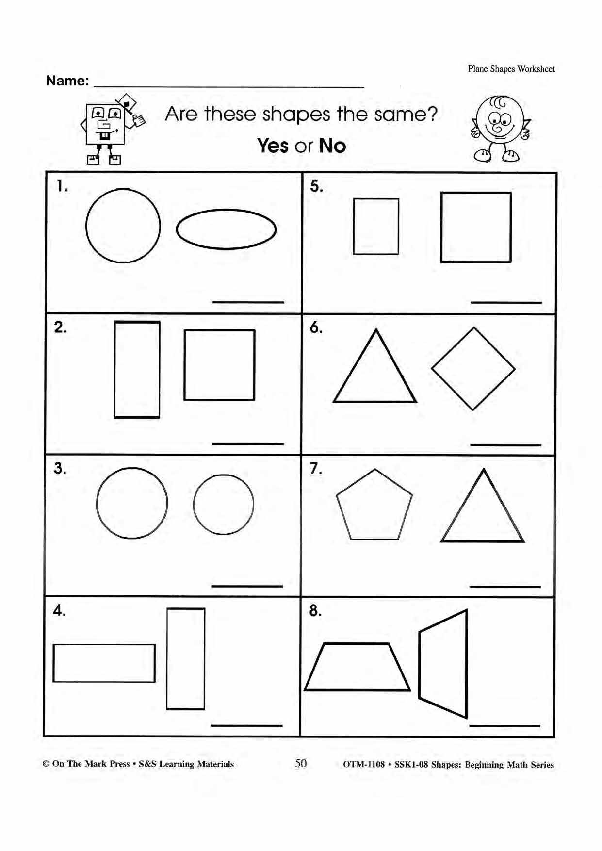 Plane & Solid Worksheets & Center Activities Grades 1-3