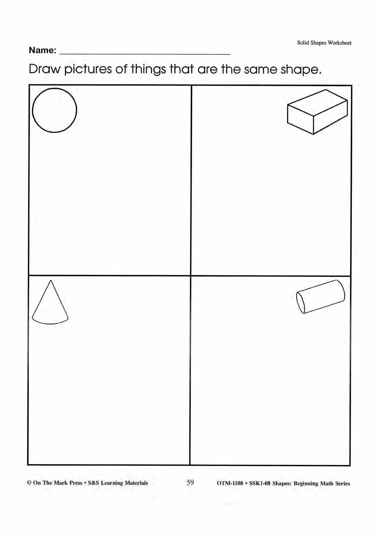 Plane & Solid Worksheets & Center Activities Grades 1-3