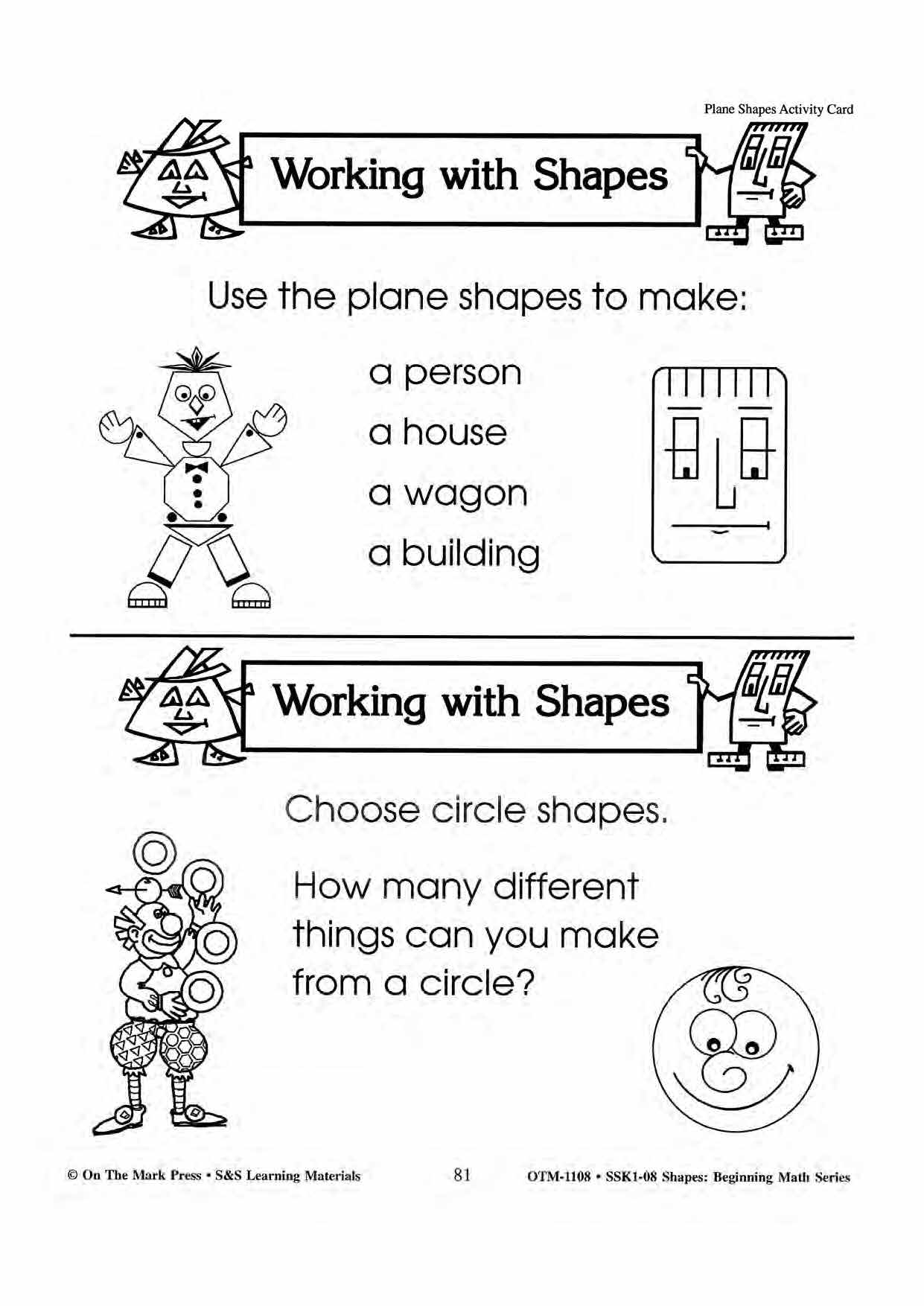 Plane & Solid Worksheets & Center Activities Grades 1-3