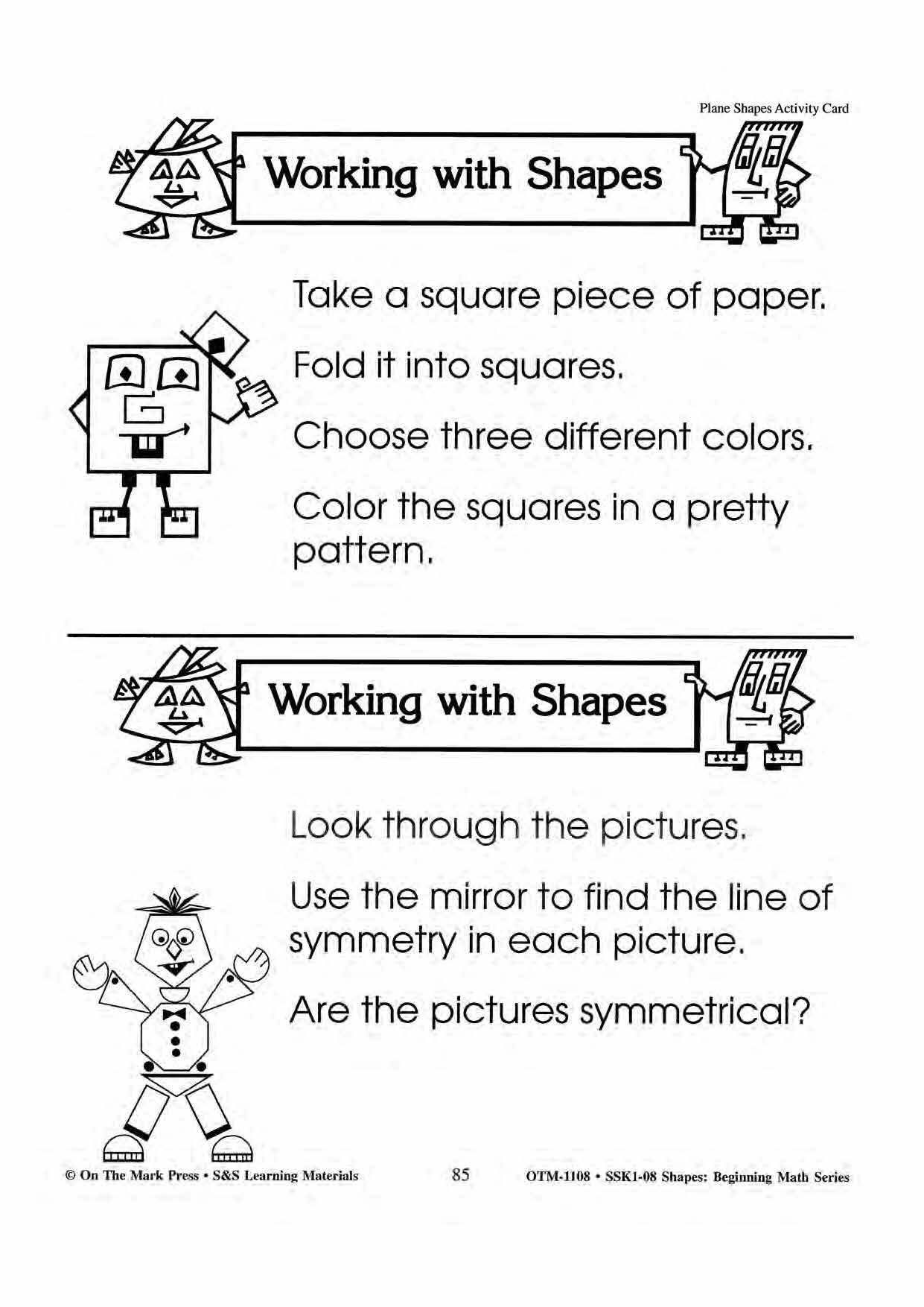 Plane & Solid Worksheets & Center Activities Grades 1-3