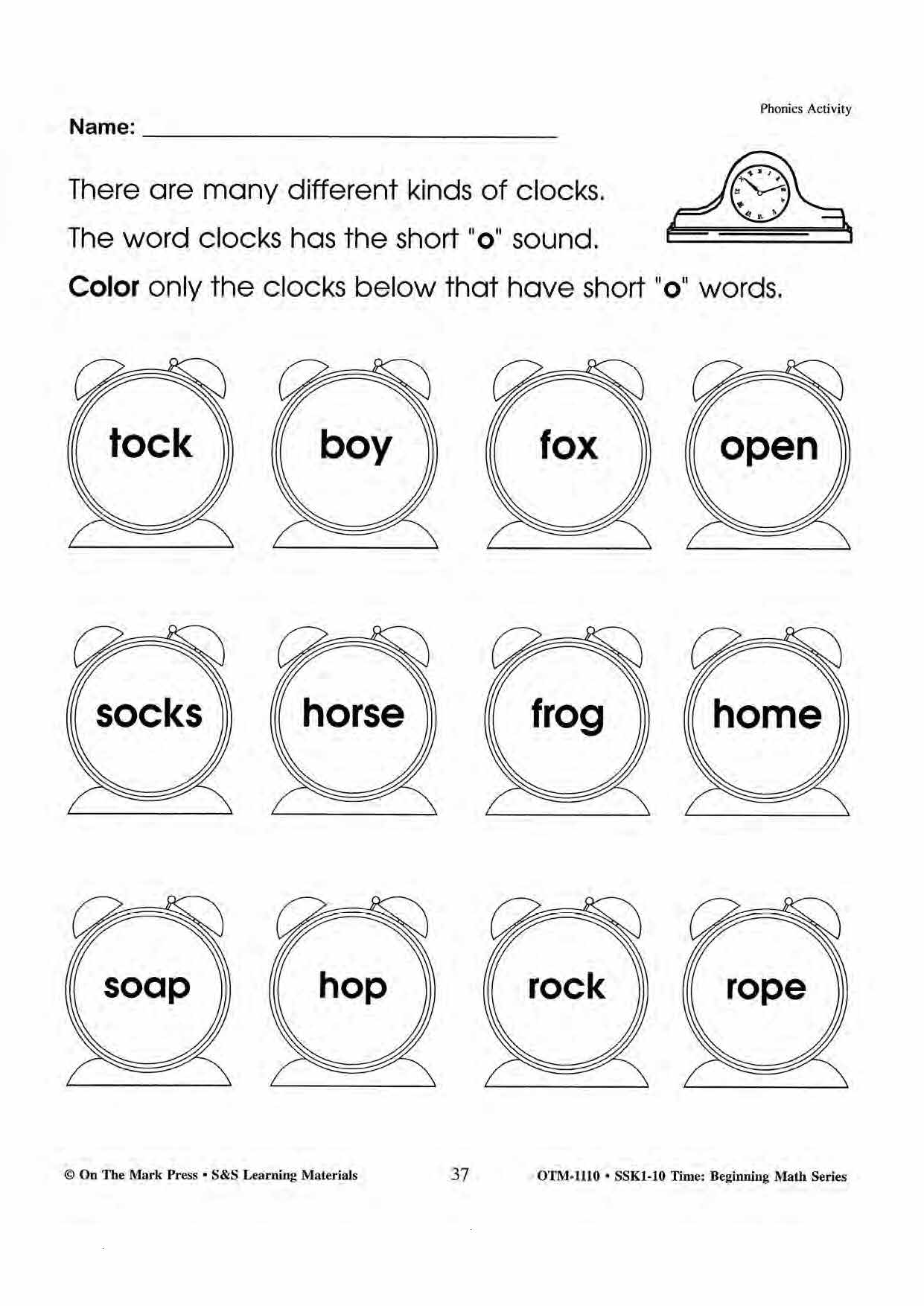 Time Phonics Activities Grades 1-3