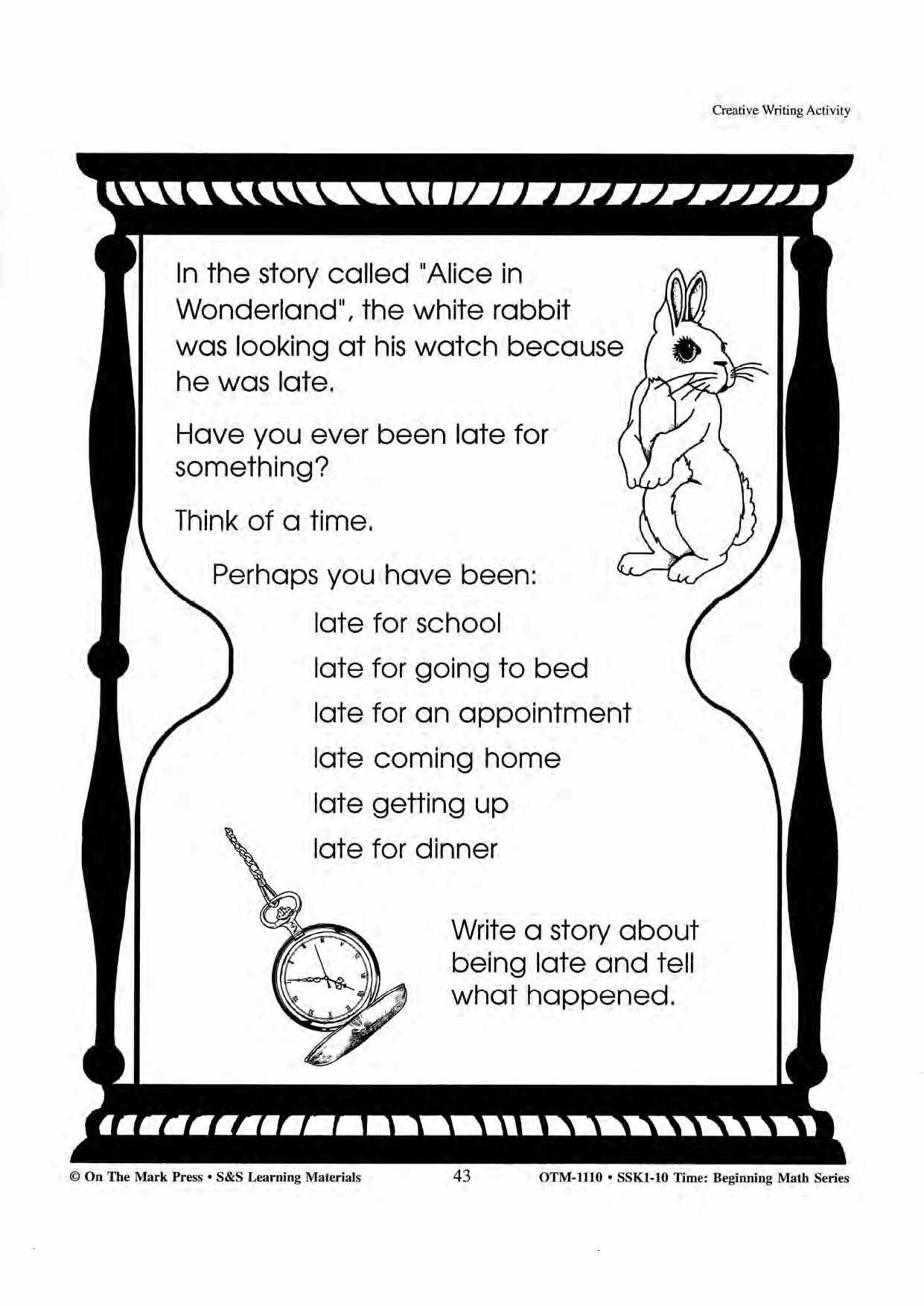 Time Creative Writing Activities Grades 1-3
