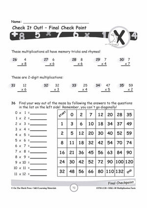 Multiplication Facts 0,3,9,11 & 12 Worksheets Grades 3-5