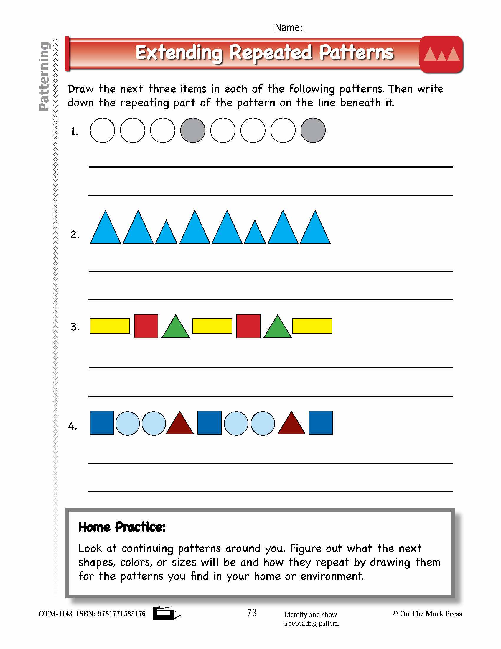 First Grade Patterning Lesson Plans Aligned to Common Core