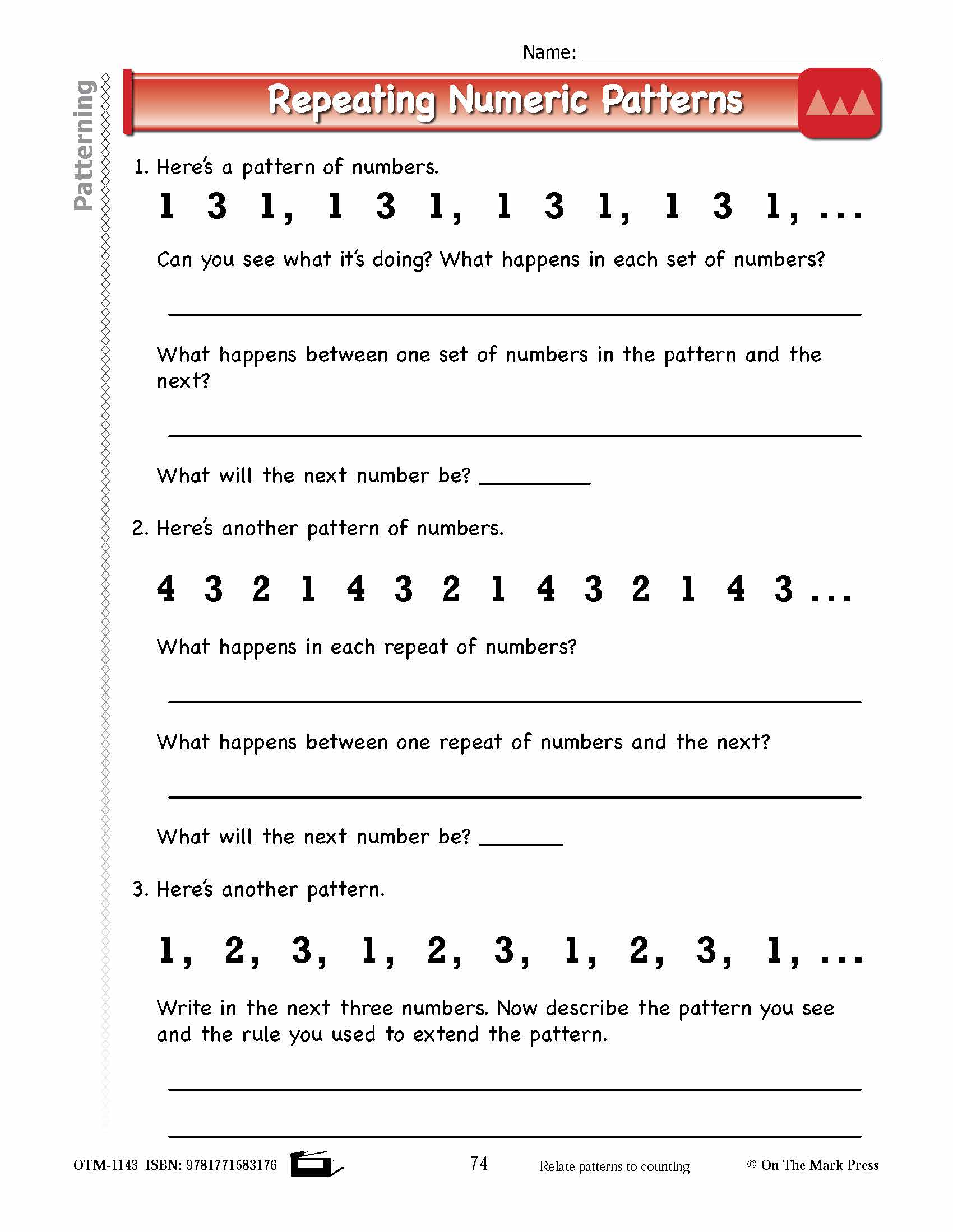 First Grade Patterning Lesson Plans Aligned to Common Core