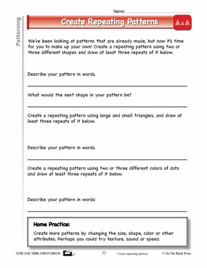 First Grade Patterning Lesson Plans Aligned to Common Core