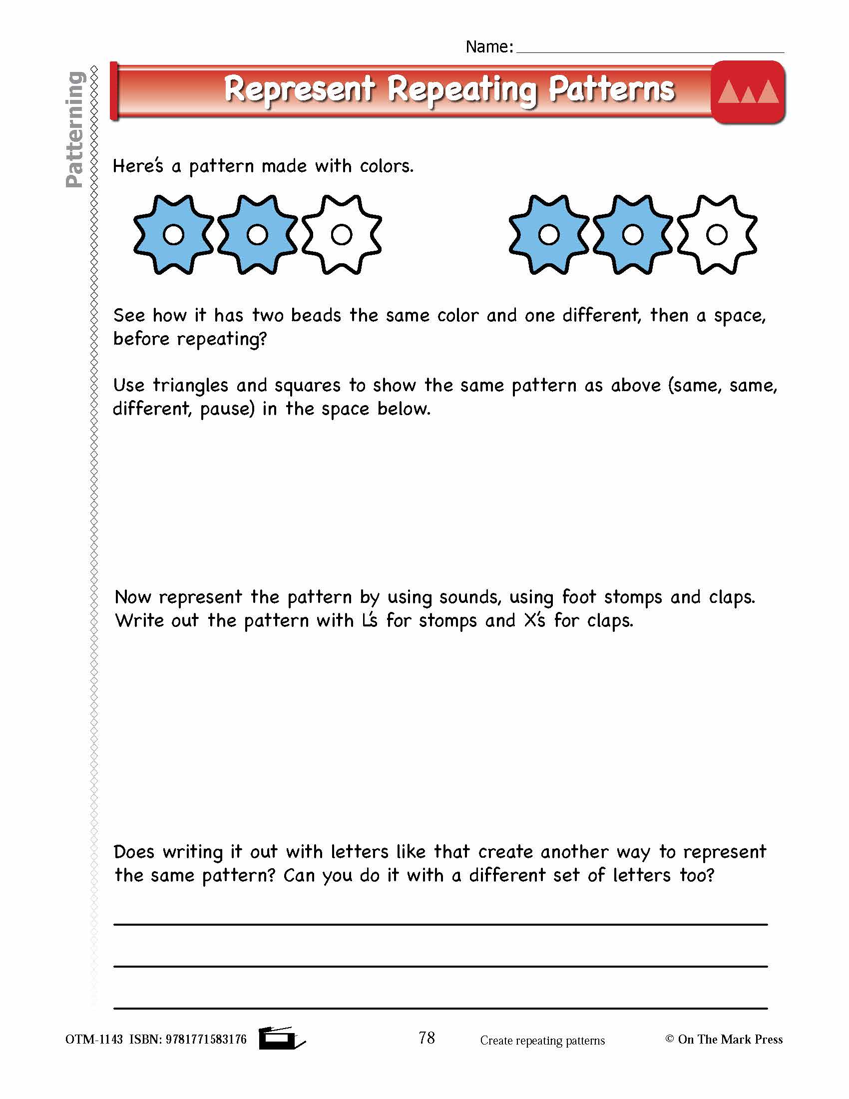 First Grade Patterning Lesson Plans Aligned to Common Core