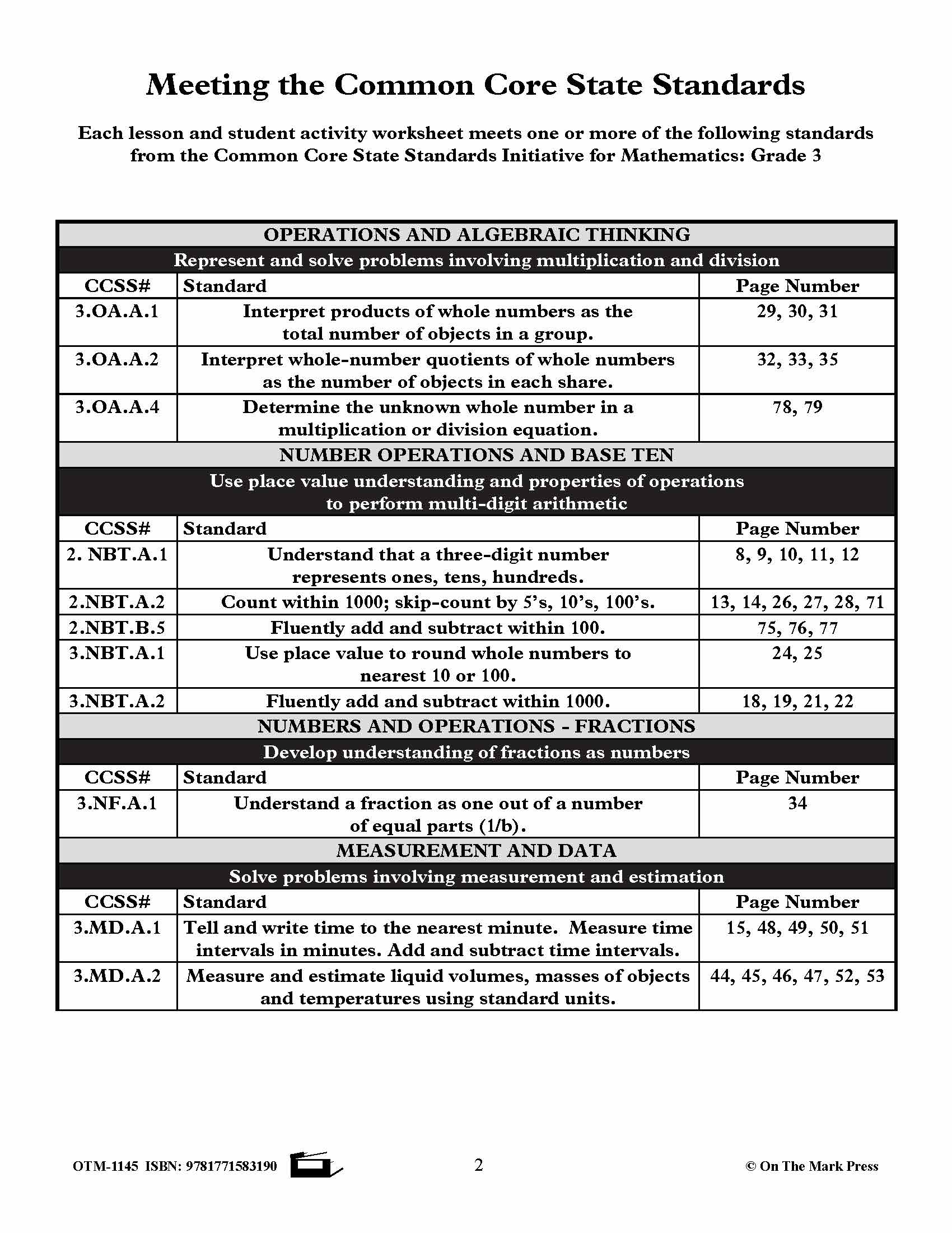 Third Grade Numeration Lesson Plans Aligned to Common Core