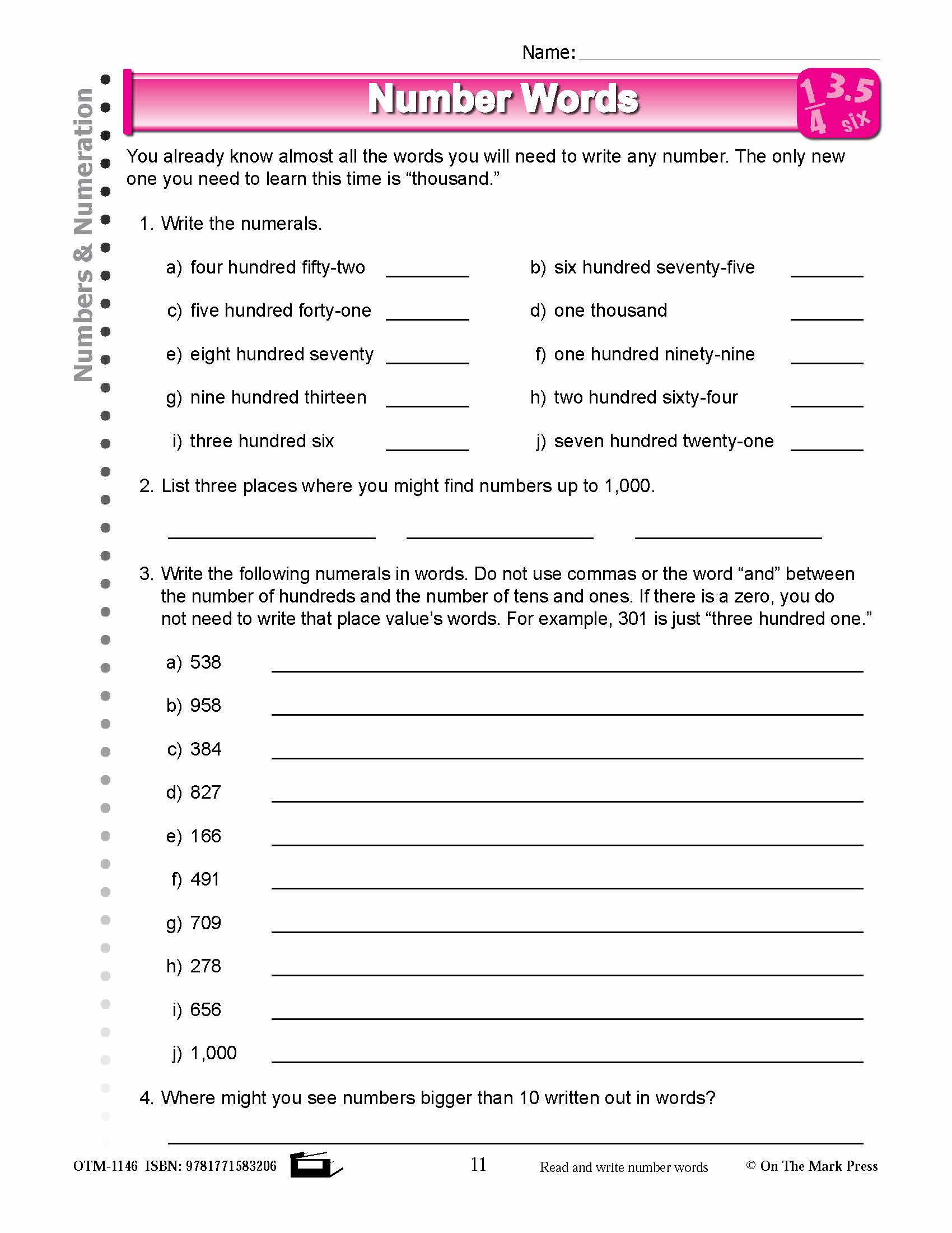 Fourth Grade Numeration Lesson Plans Aligned to Common Core