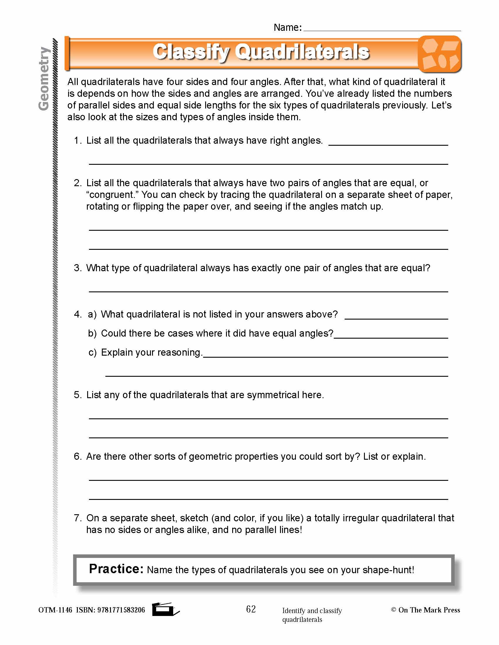 Fourth Grade Geometry Lesson Plans Aligned to Common Core