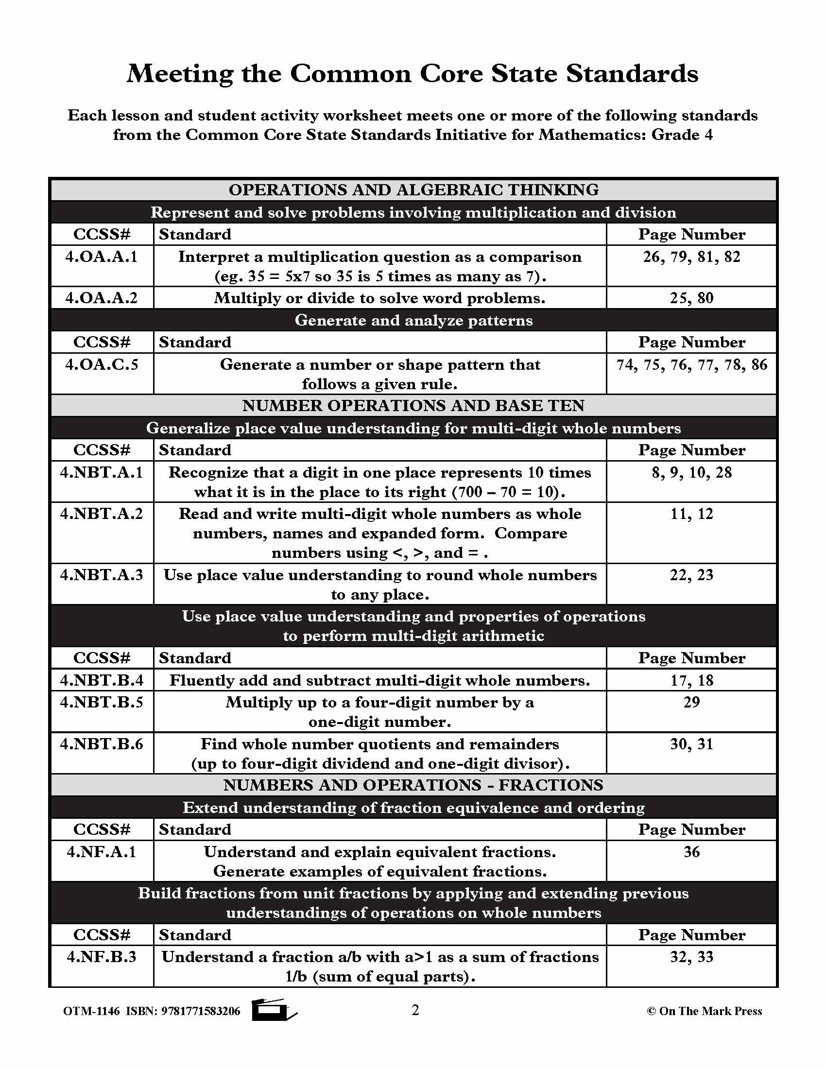 Fourth Grade Patterning  Lesson Plans Aligned to Common Core