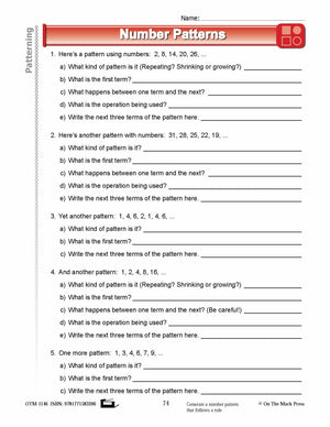 Fourth Grade Patterning  Lesson Plans Aligned to Common Core