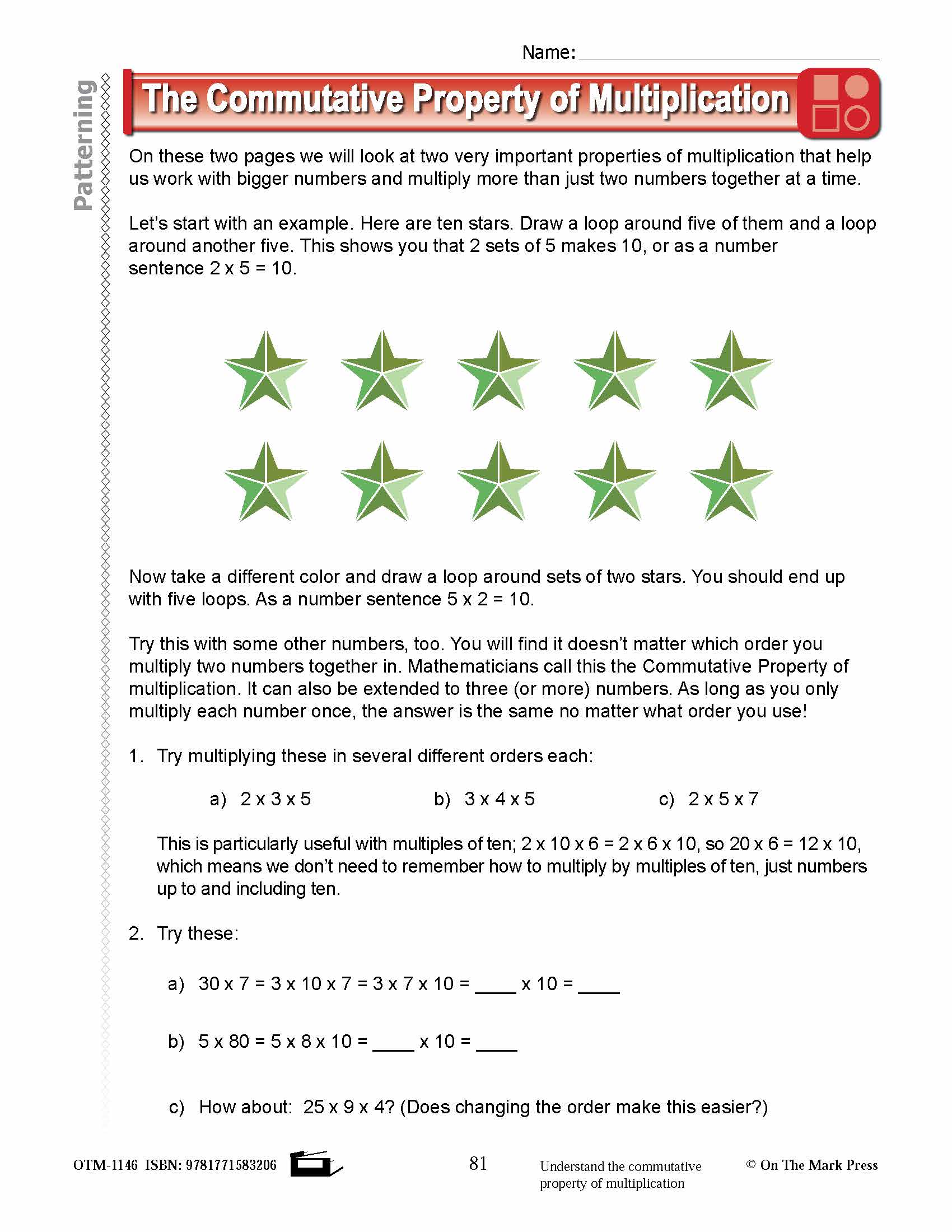 Fourth Grade Patterning  Lesson Plans Aligned to Common Core