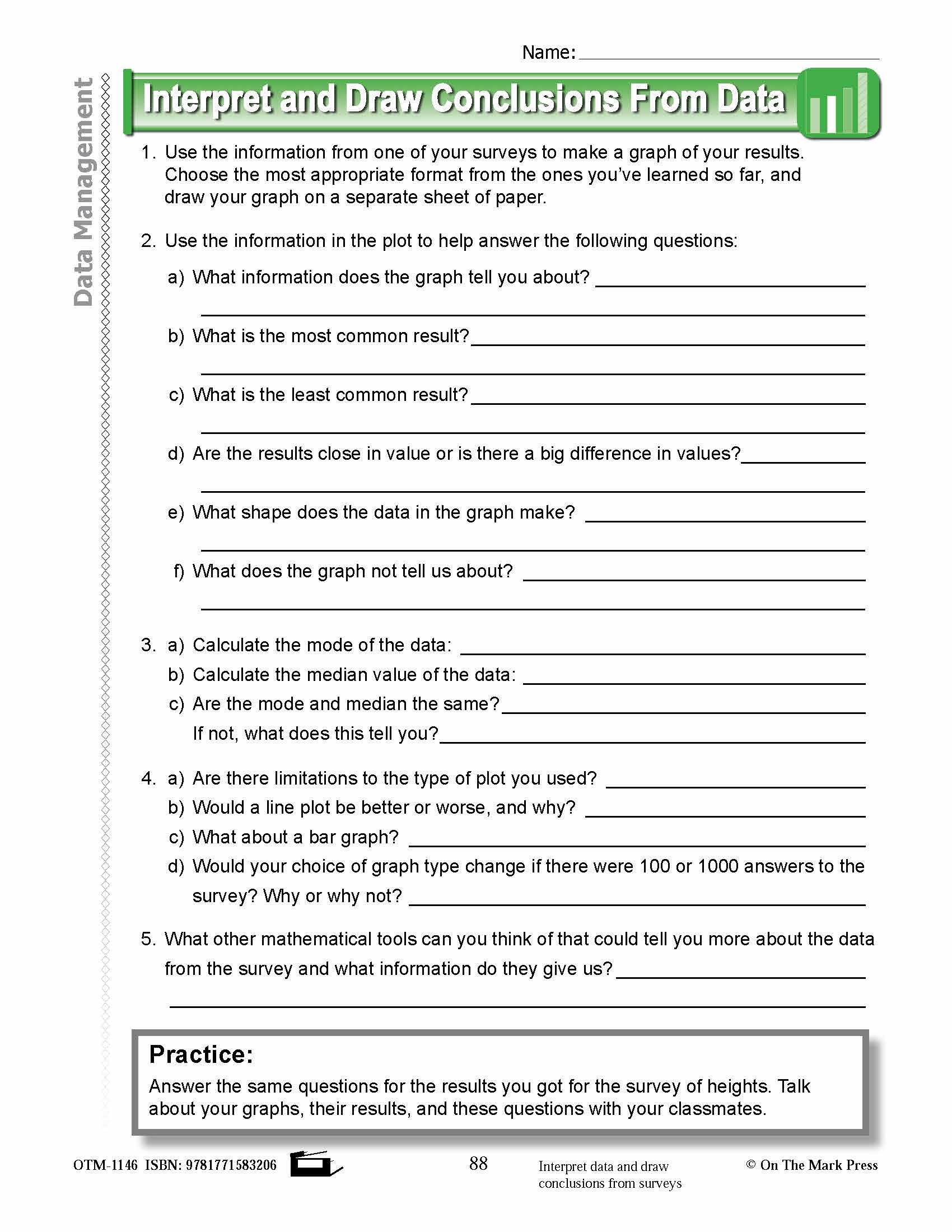 Fourth Grade Data Management  Lesson Plans Aligned to Common Core