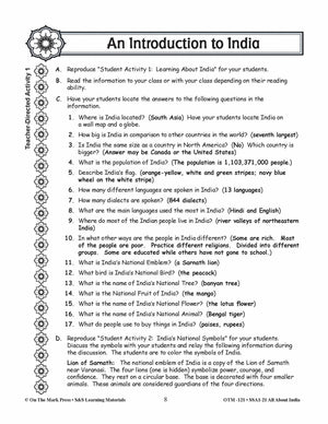 An Introduction to India - A Teacher Directed Lesson Plan Grades 3-5
