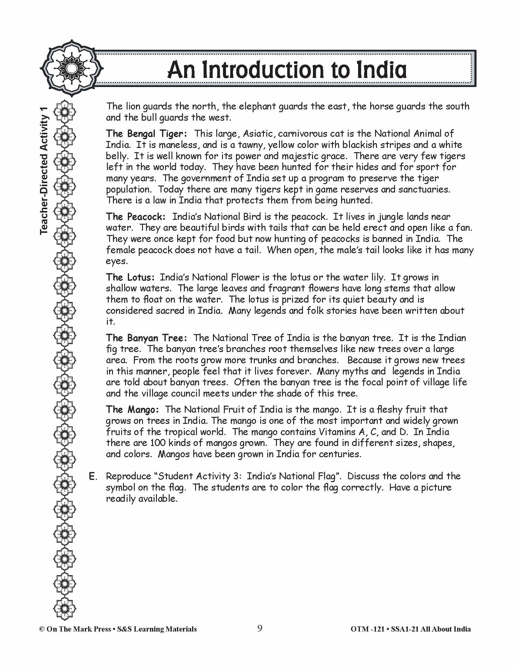 An Introduction to India - A Teacher Directed Lesson Plan Grades 3-5
