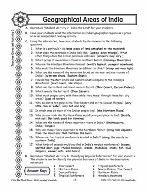 Geographical Areas of India Grades 3-5 Lesson Plan