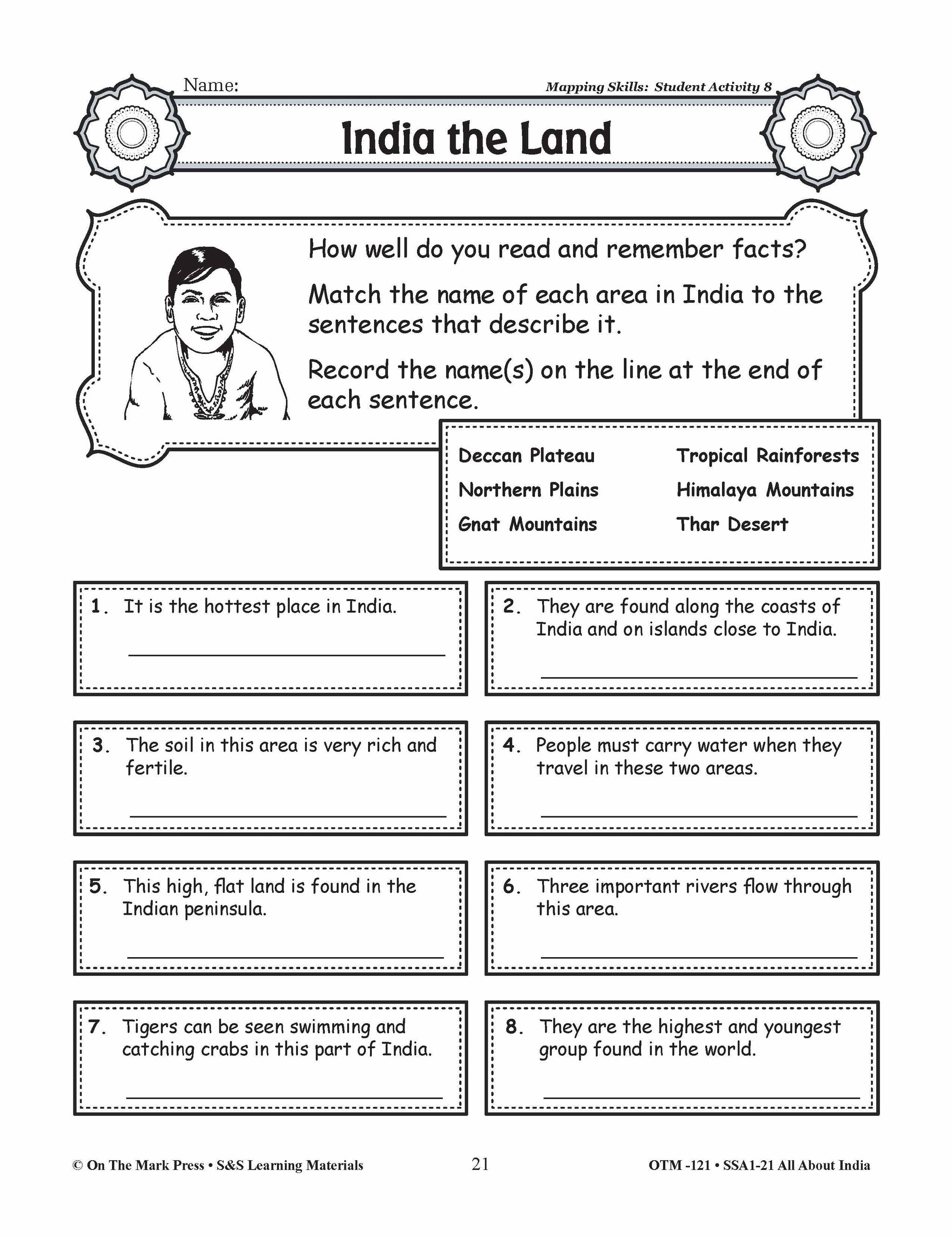 Geographical Areas of India Grades 3-5 Lesson Plan