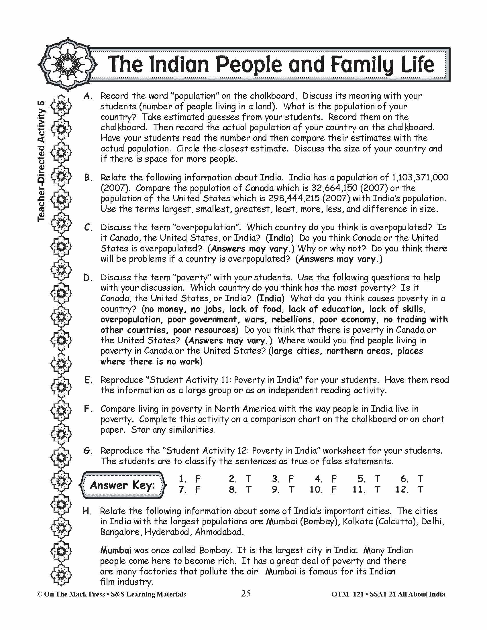 The Indian People and Family Life Grades 3-5 Lesson Plan