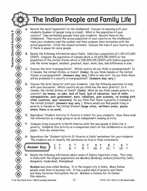 The Indian People and Family Life Grades 3-5 Lesson Plan