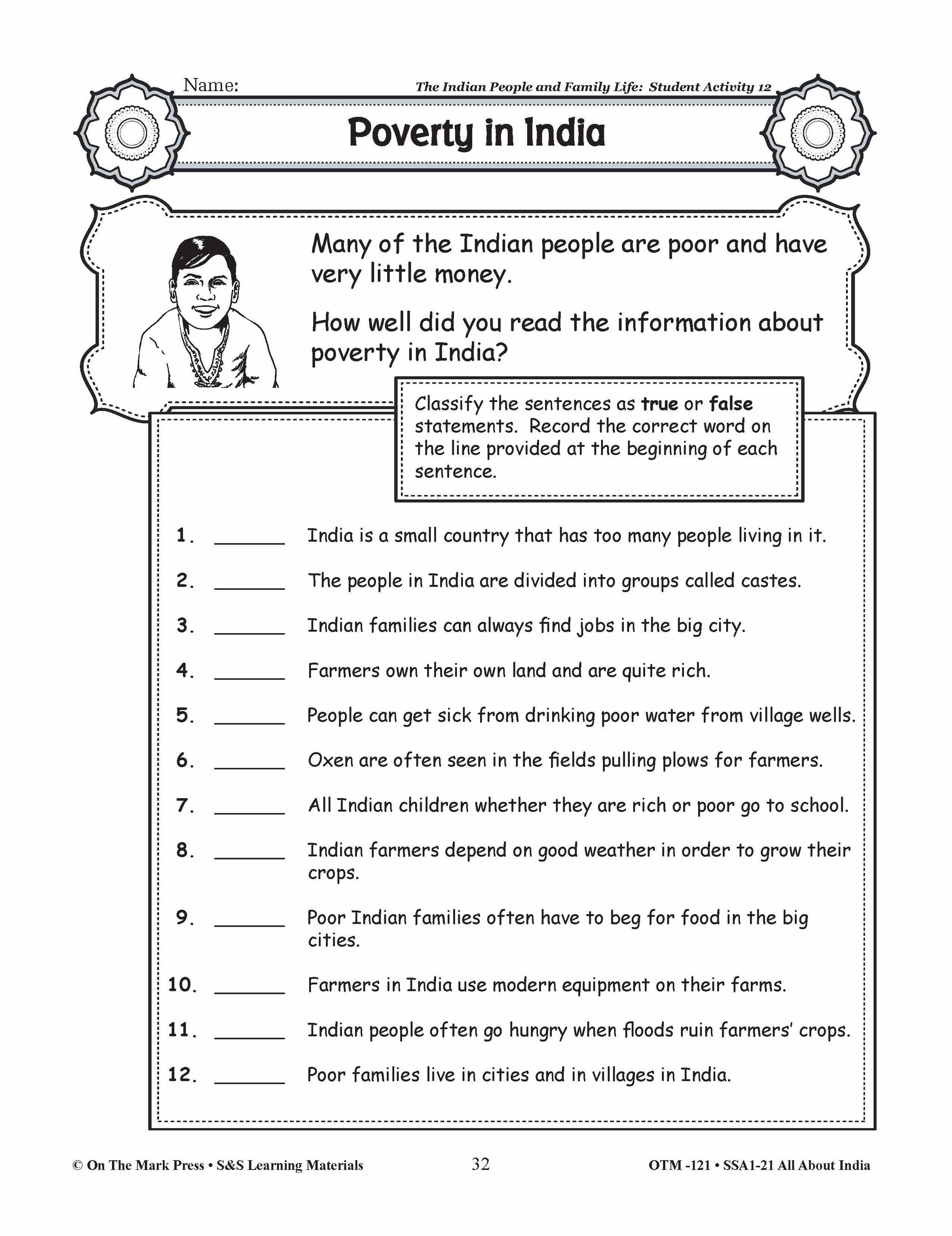 The Indian People and Family Life Grades 3-5 Lesson Plan