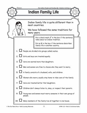 The Indian People and Family Life Grades 3-5 Lesson Plan
