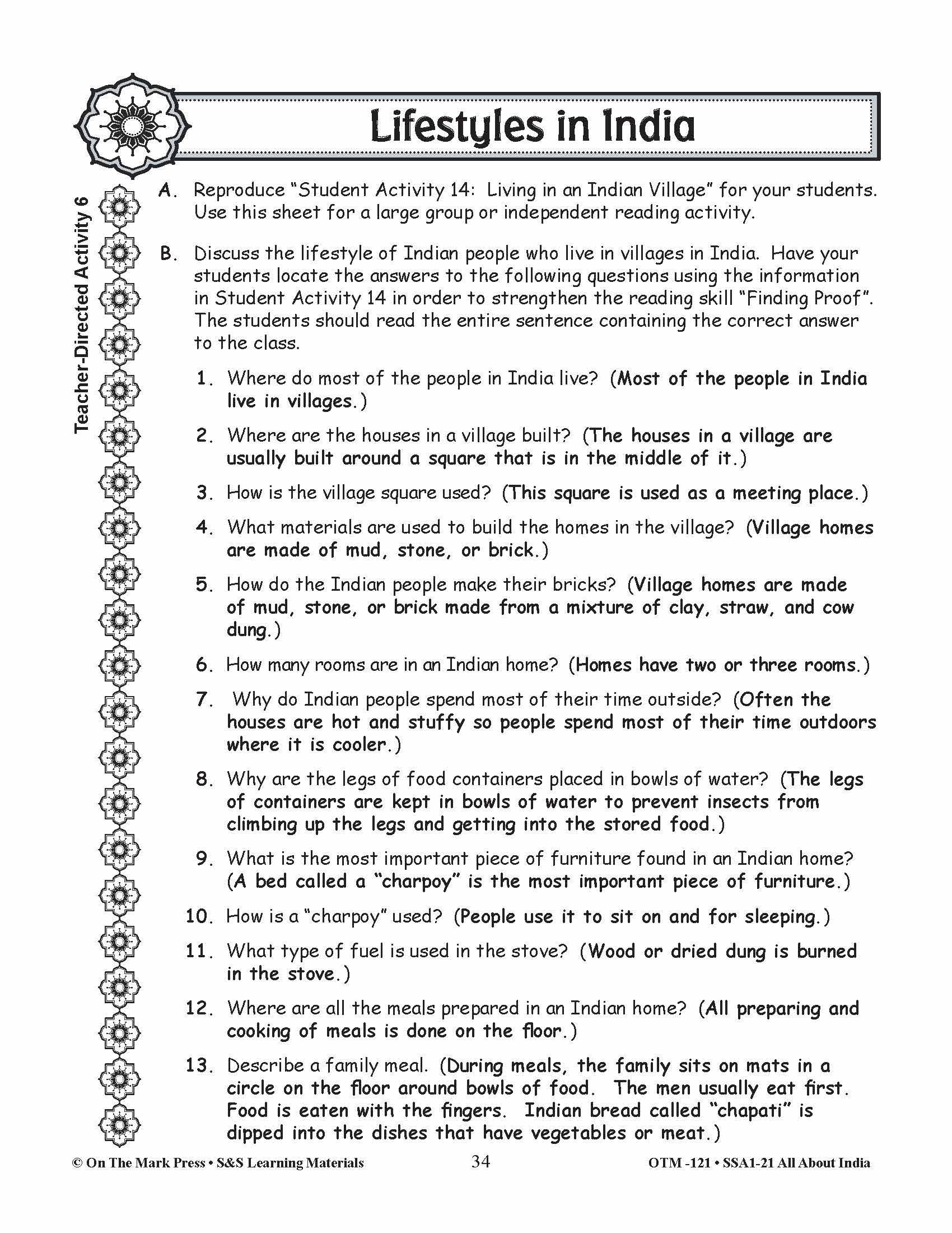 Lifestyles in India Grades 3-5 Lesson Plan