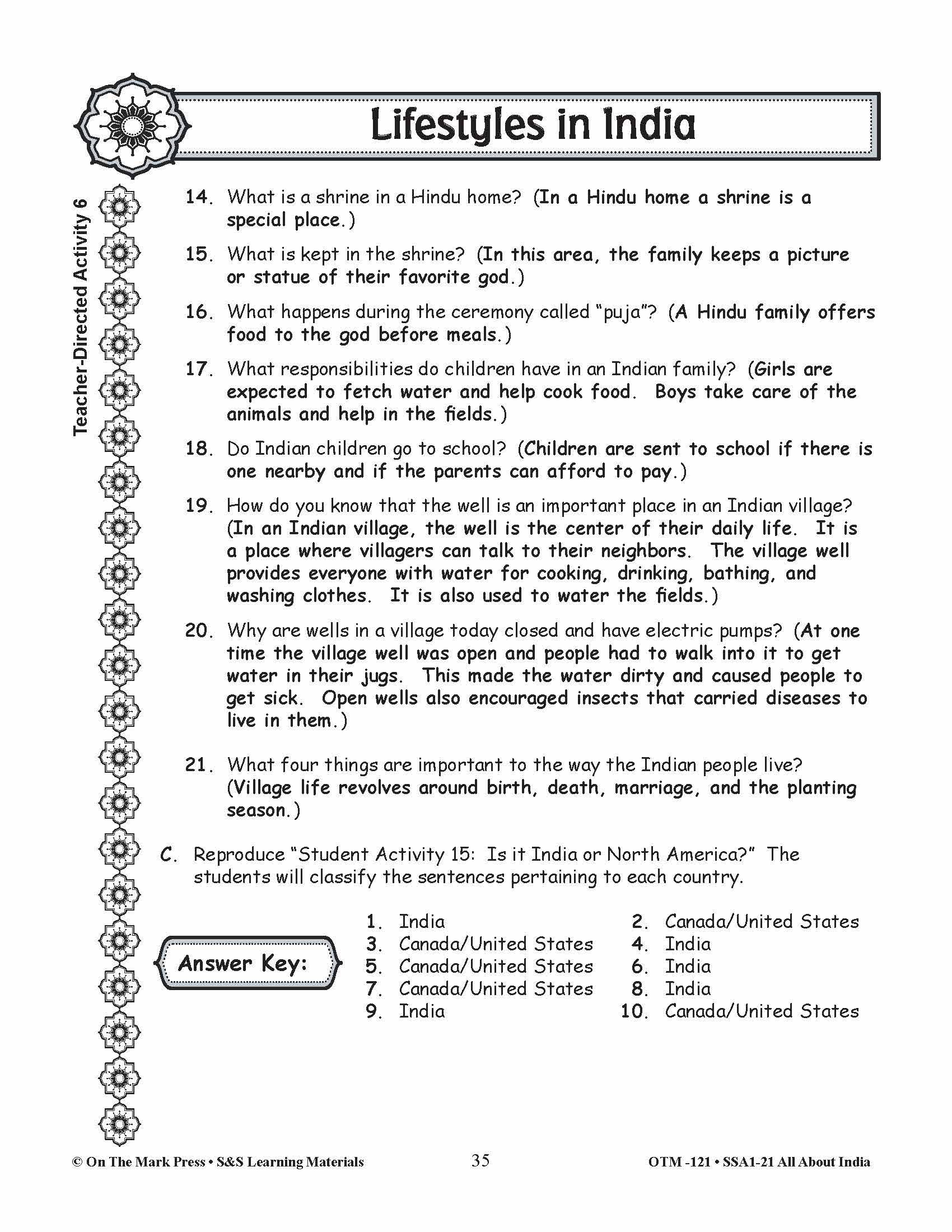Lifestyles in India Grades 3-5 Lesson Plan