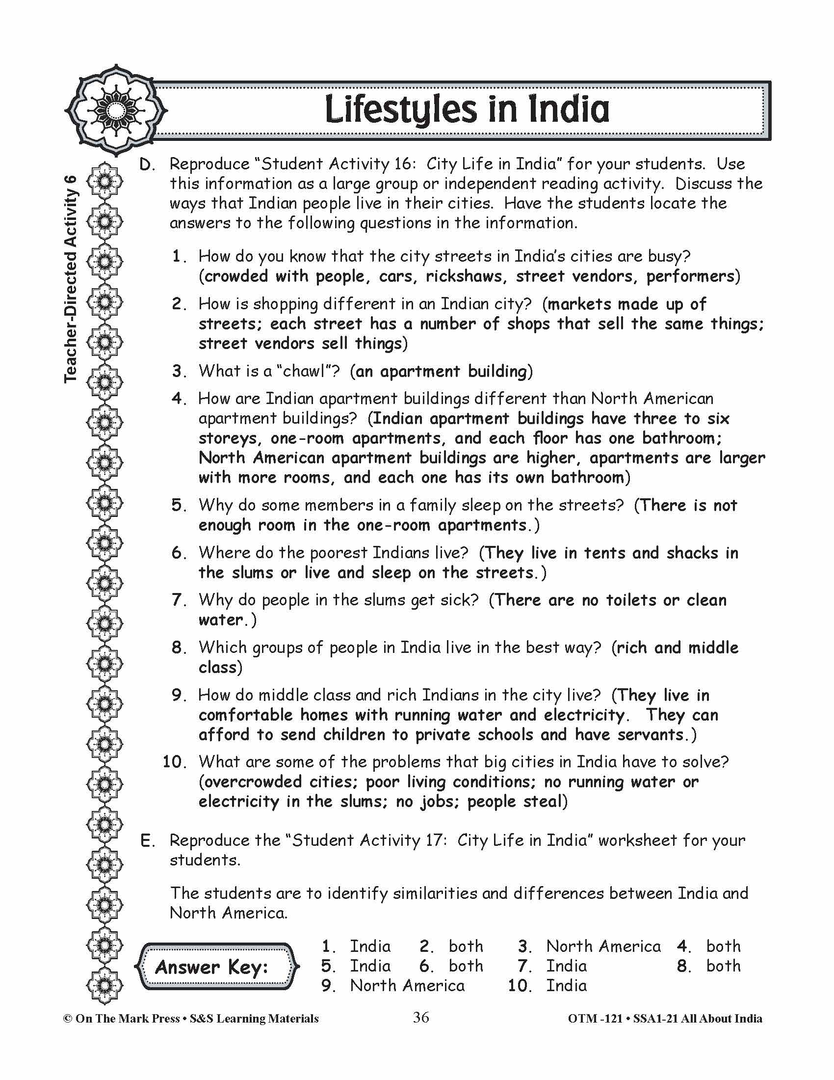 Lifestyles in India Grades 3-5 Lesson Plan