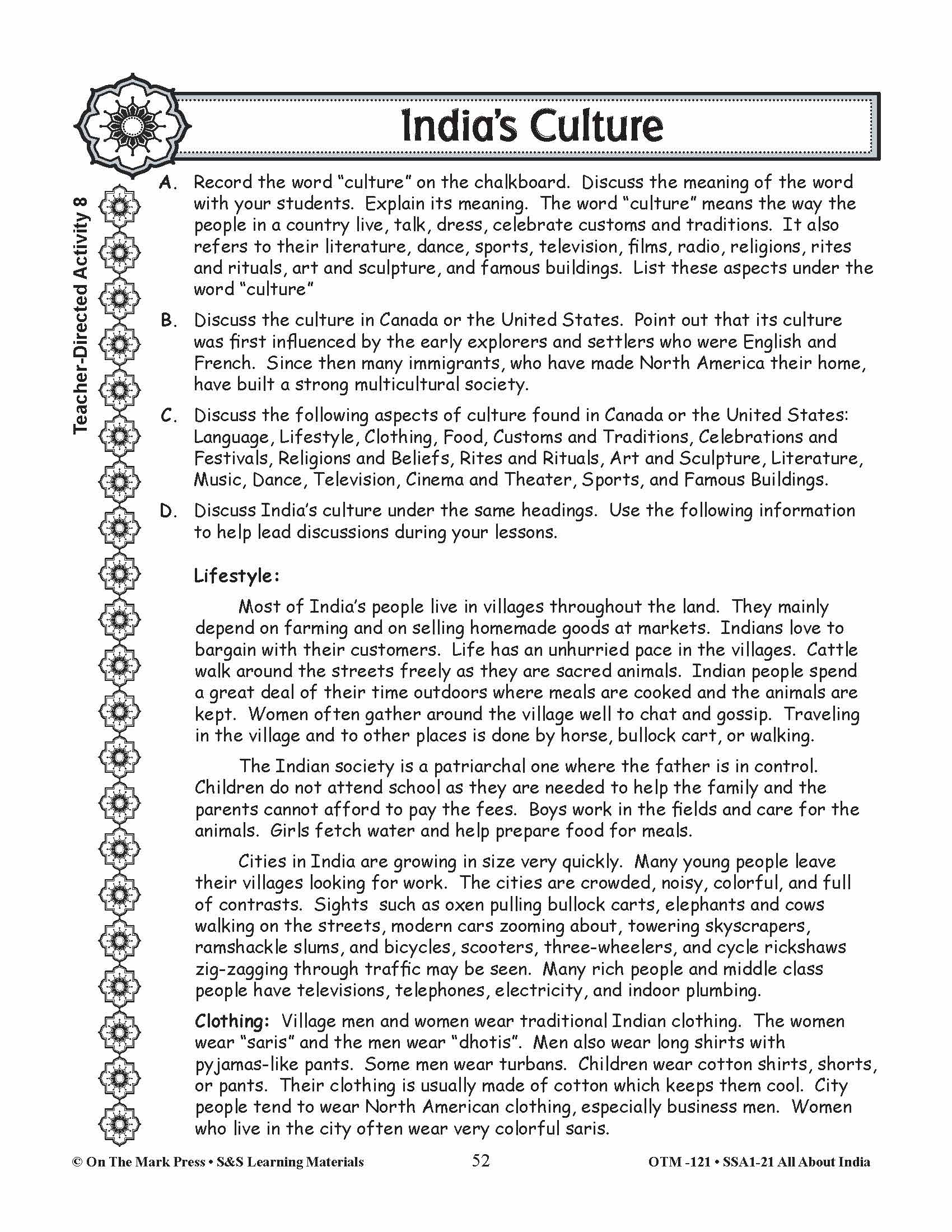 India's Culture Grades 3-5 Lesson Plan