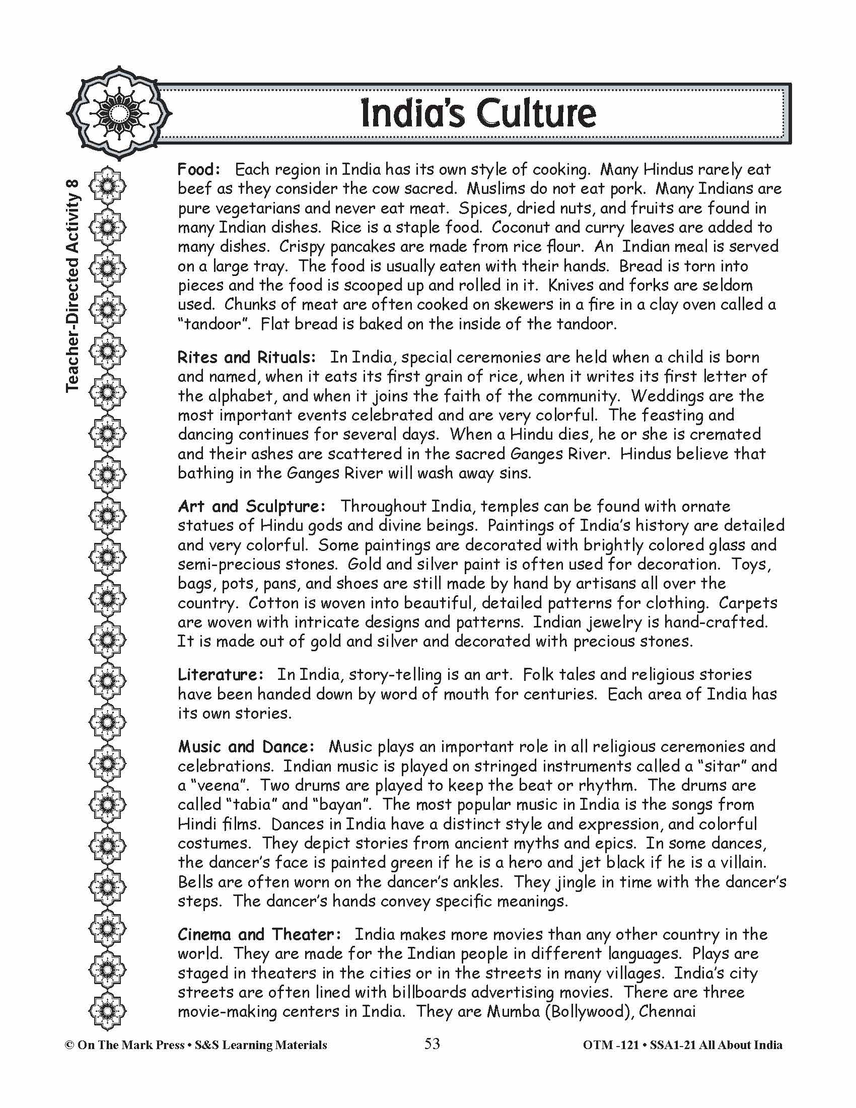 India's Culture Grades 3-5 Lesson Plan