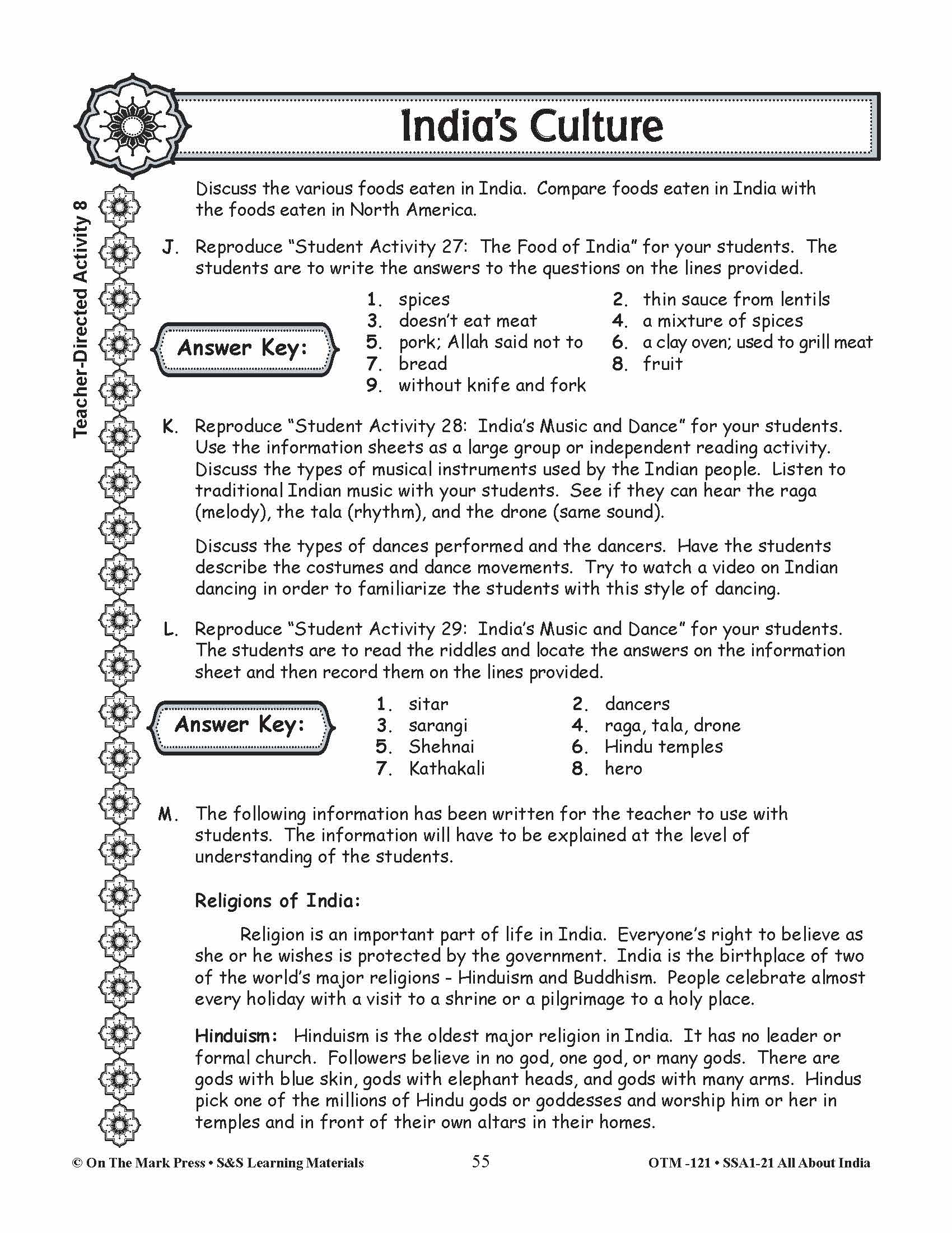 India's Culture Grades 3-5 Lesson Plan
