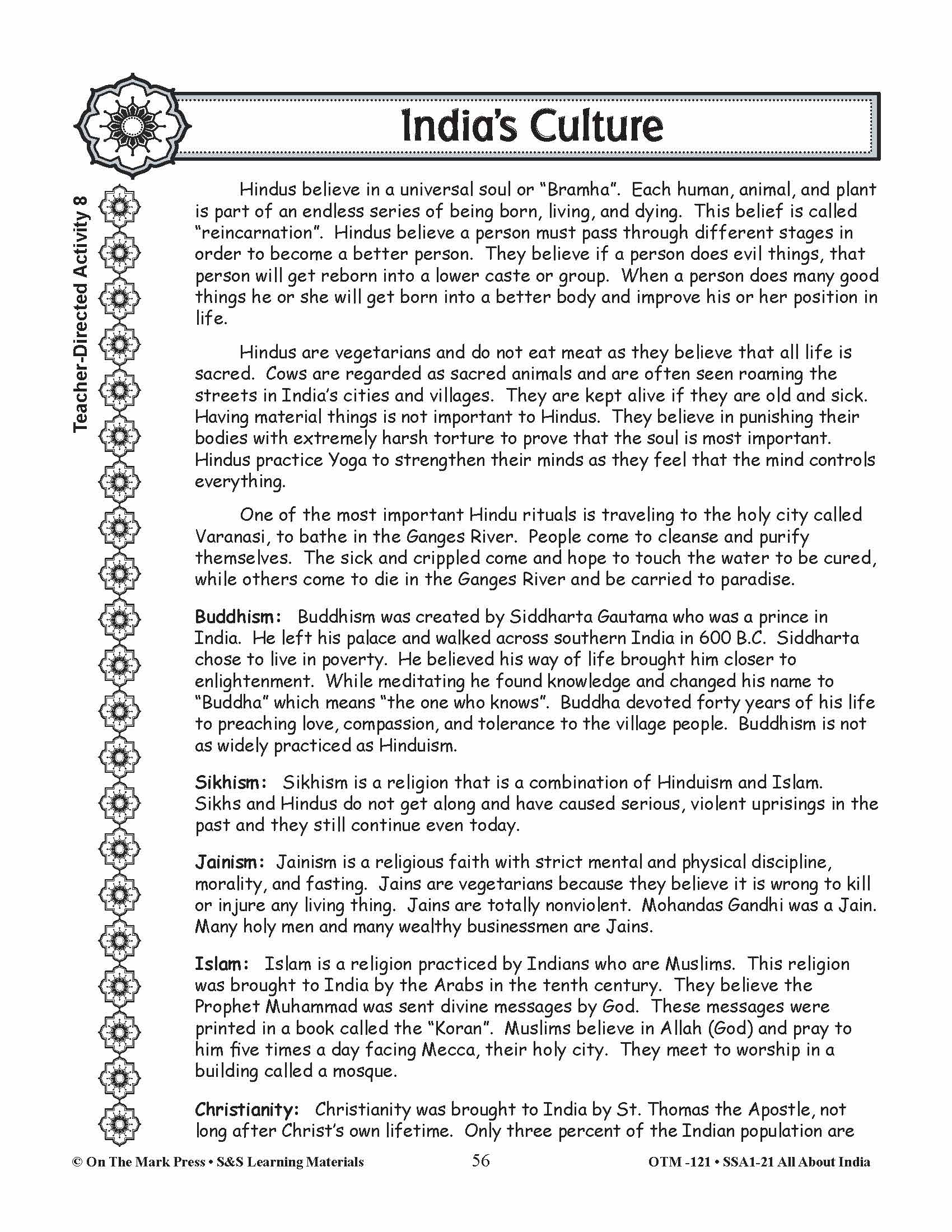 India's Culture Grades 3-5 Lesson Plan