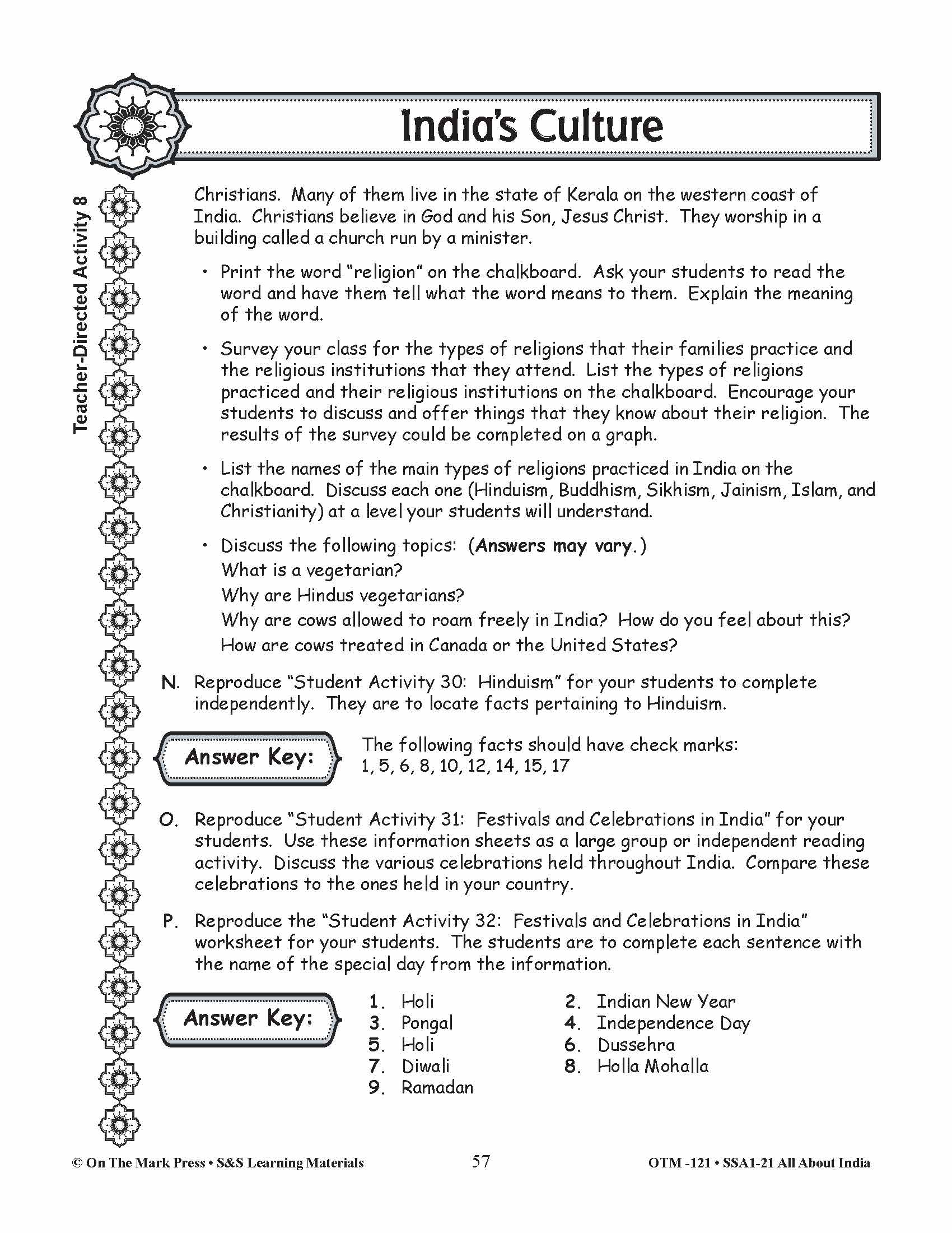 India's Culture Grades 3-5 Lesson Plan