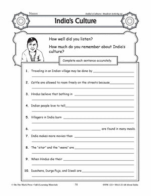 India's Culture Grades 3-5 Lesson Plan