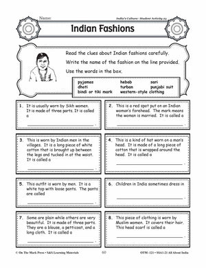 India's Culture Grades 3-5 Lesson Plan