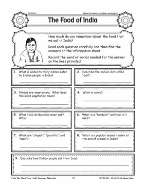 India's Culture Grades 3-5 Lesson Plan