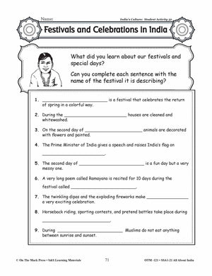 India's Culture Grades 3-5 Lesson Plan