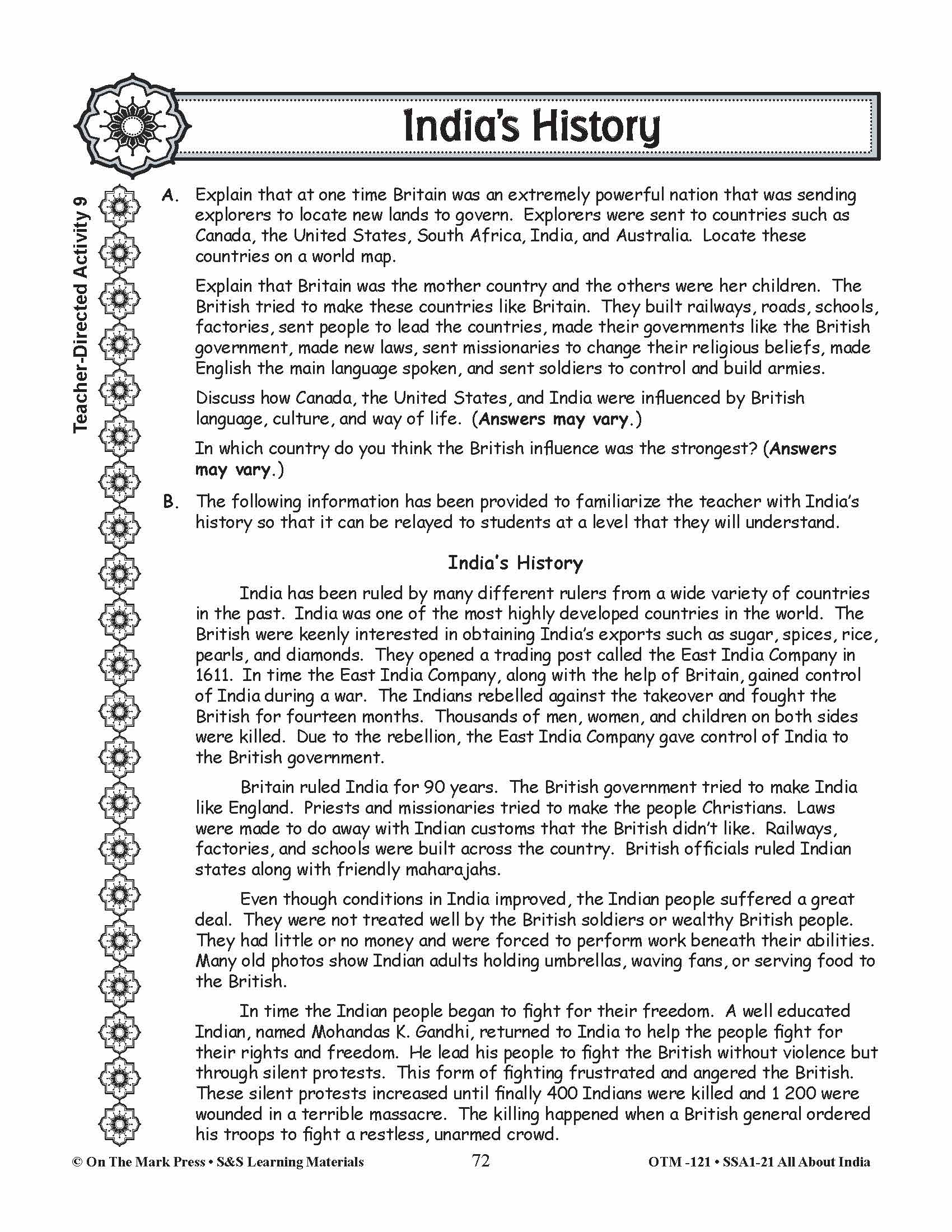 India's History Grades 3-5 Lesson Plan