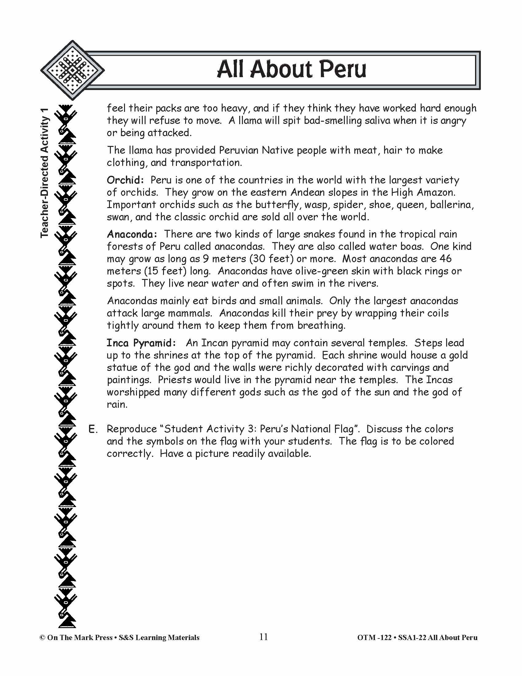 An Introduction to Peru - A Teacher Directed Lesson Plan Grades 3-5