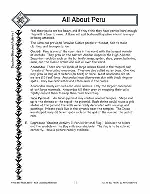 An Introduction to Peru - A Teacher Directed Lesson Plan Grades 3-5