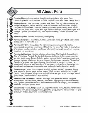 Geographical Areas of Peru Grades 3-5