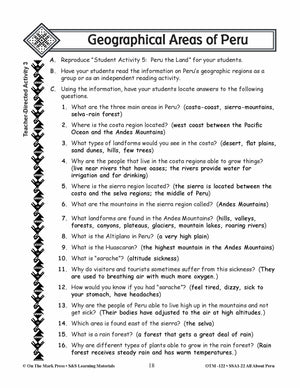 Geographical Areas of Peru Grades 3-5