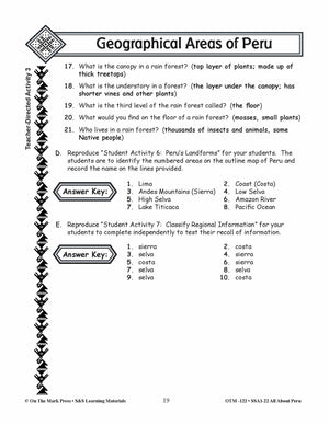 Geographical Areas of Peru Grades 3-5