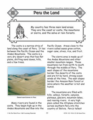 Geographical Areas of Peru Grades 3-5