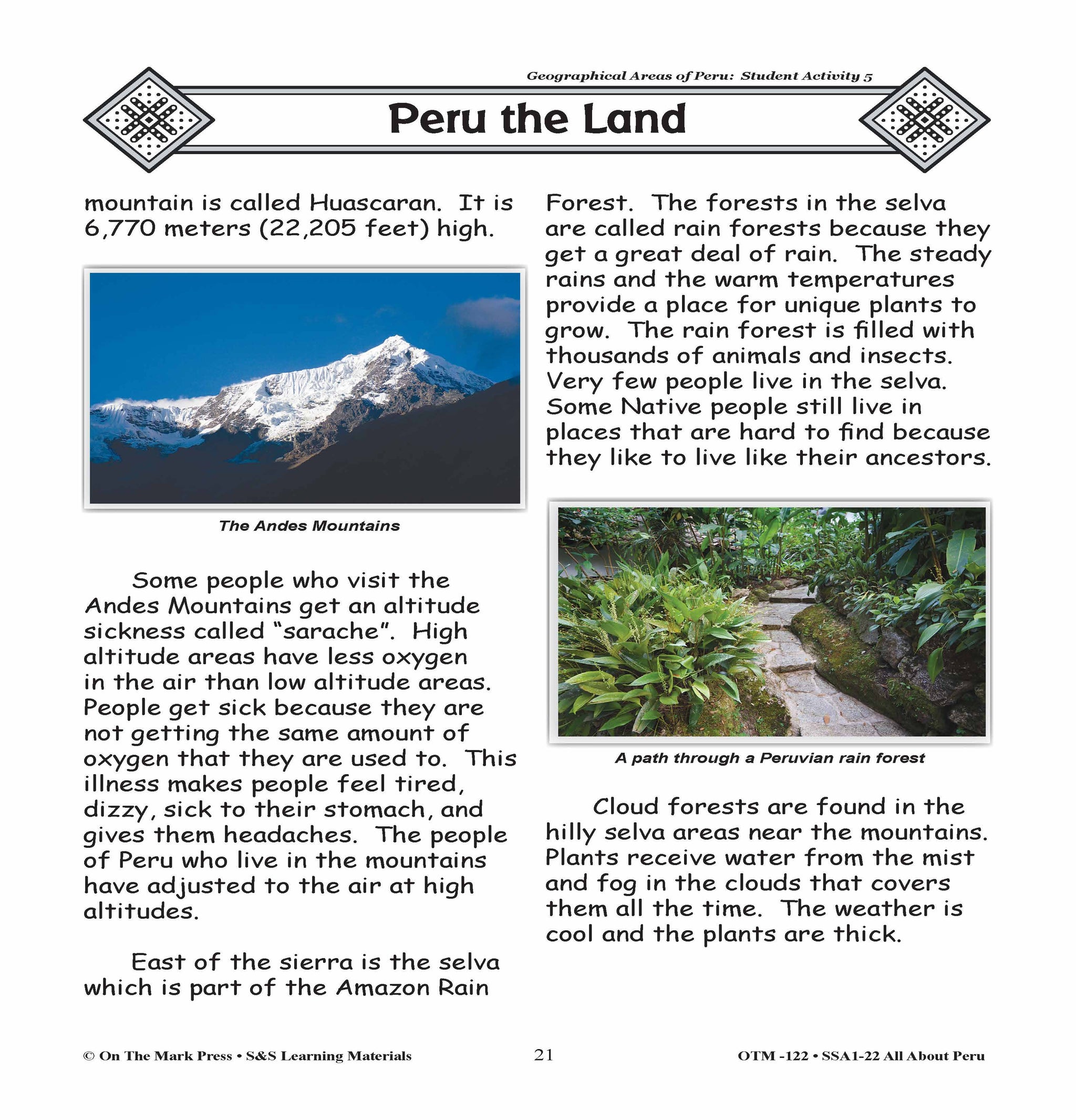 Geographical Areas of Peru Grades 3-5