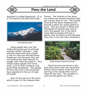 Geographical Areas of Peru Grades 3-5