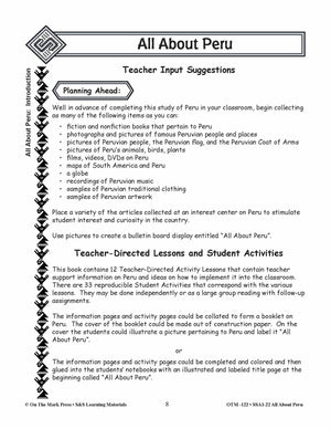 Lifestyles in Peru Grades 3-5